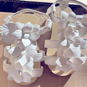 Janie and jack sweet white leather floral sandals! Ahh love these